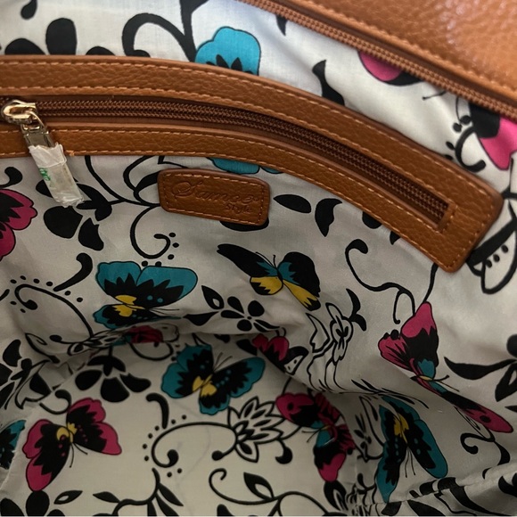 SAMOE STYLE Floral Brown Shoulder Purse Handbag Faux Leather - Picture 14 of 17